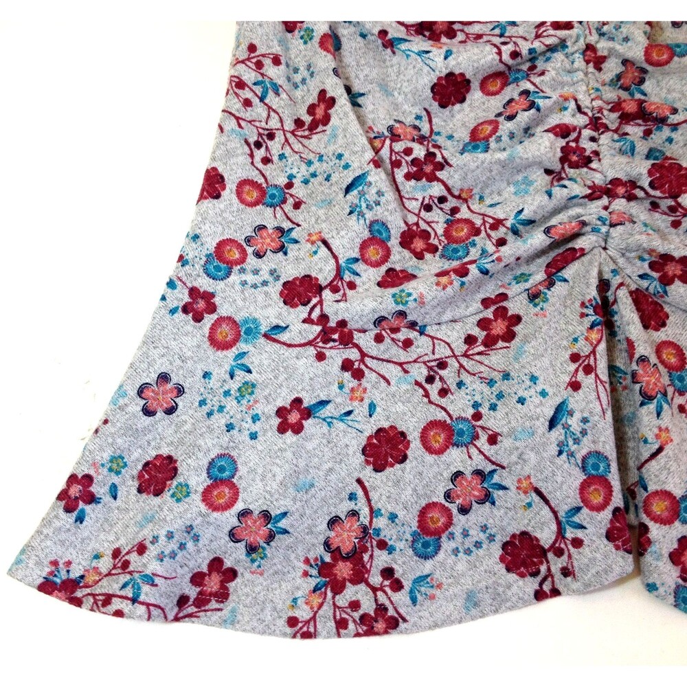 Disney Princess Gray Floral Short Sleeve Ruched Dress Size L - Picture 8 of 10